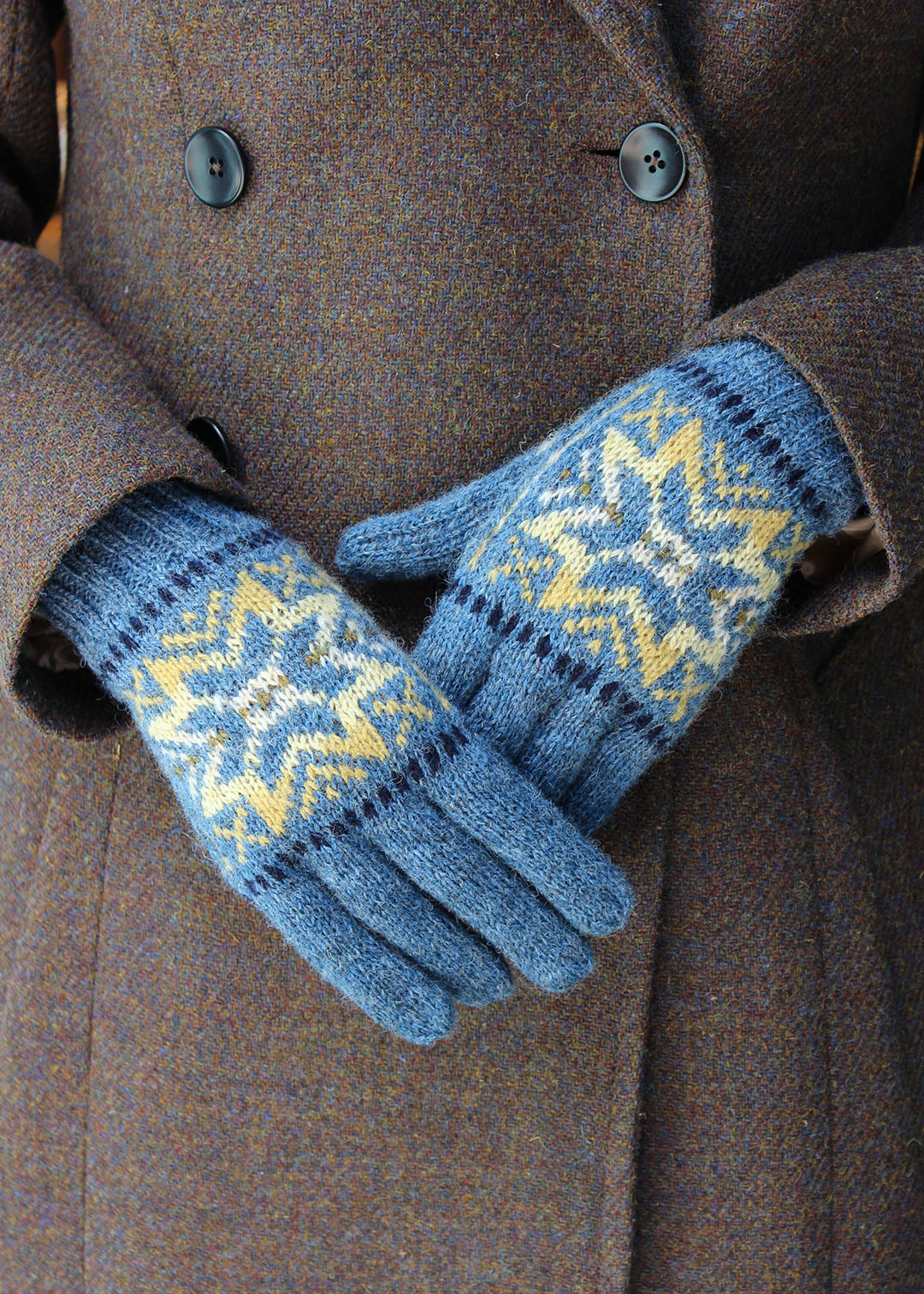 Shetland Fair Isle Gloves Blue