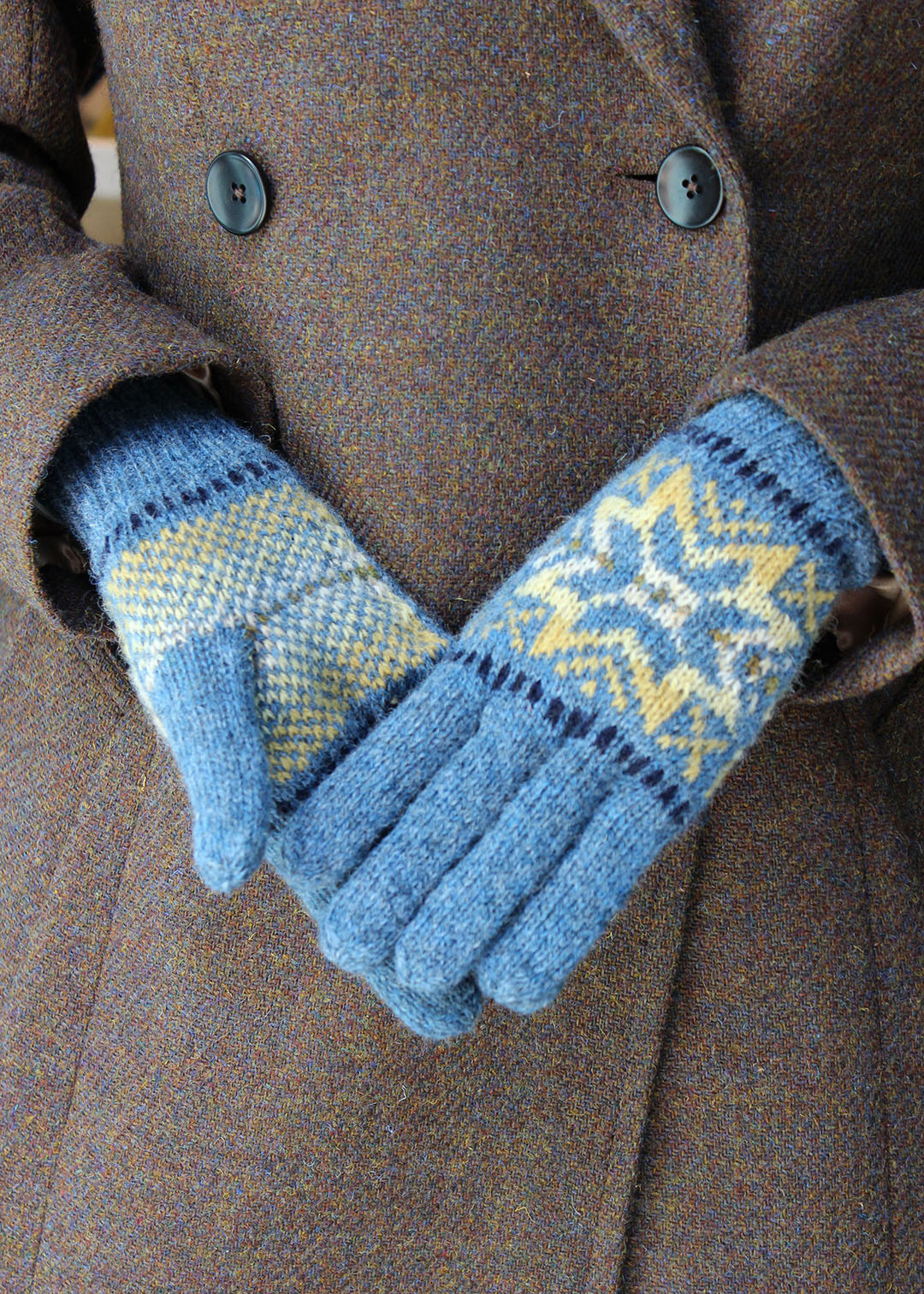 Shetland Fair Isle Gloves Blue