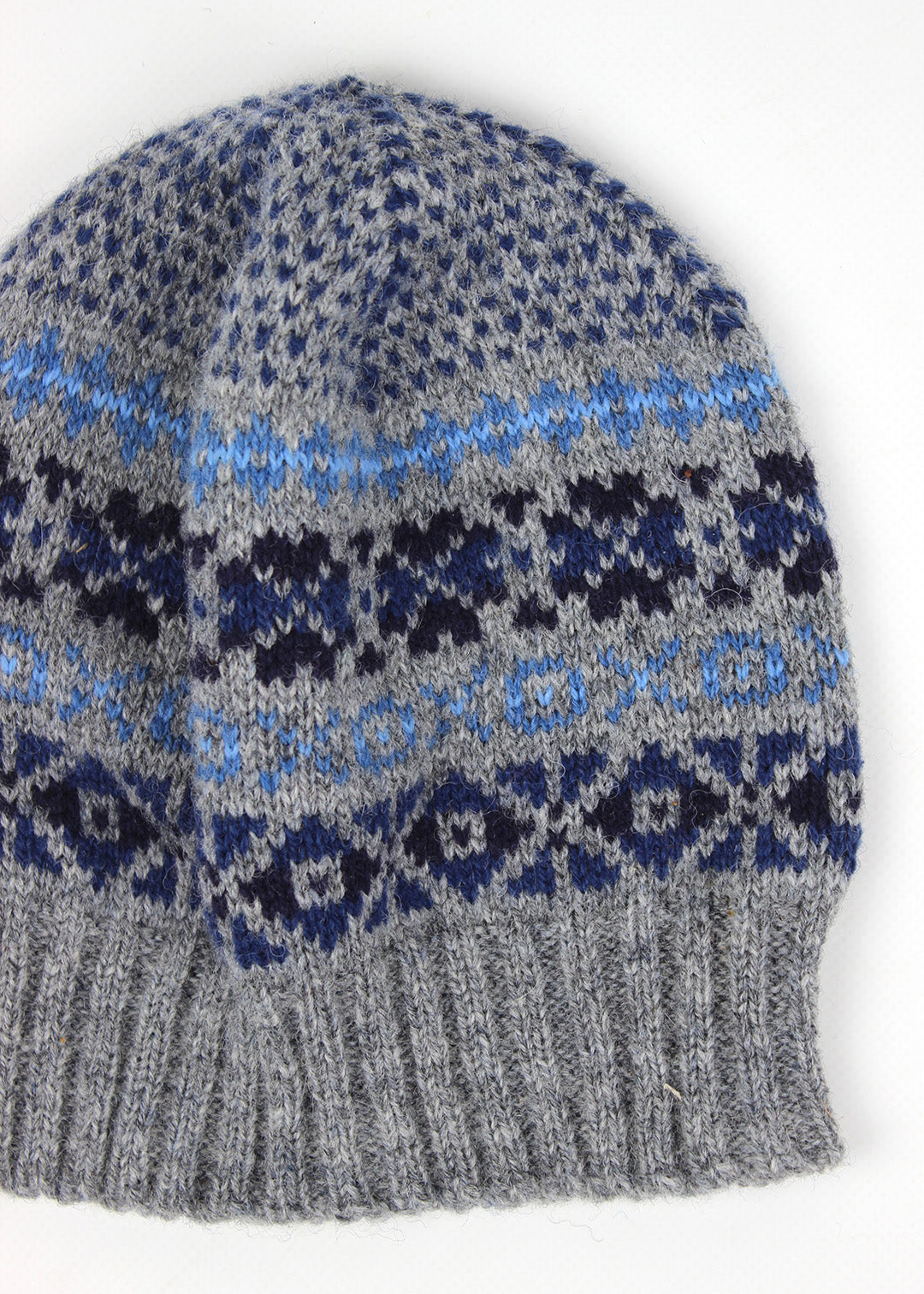 Shetland Fair Isle Hat Grey