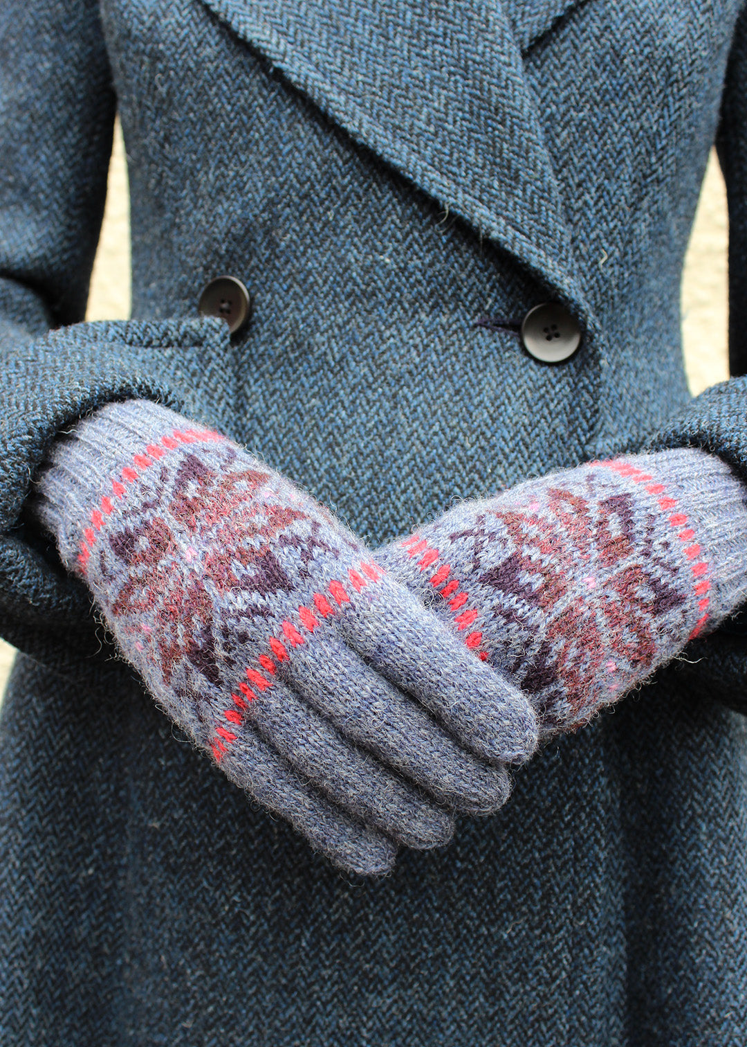 Shetland Fair Isle Gloves Blue