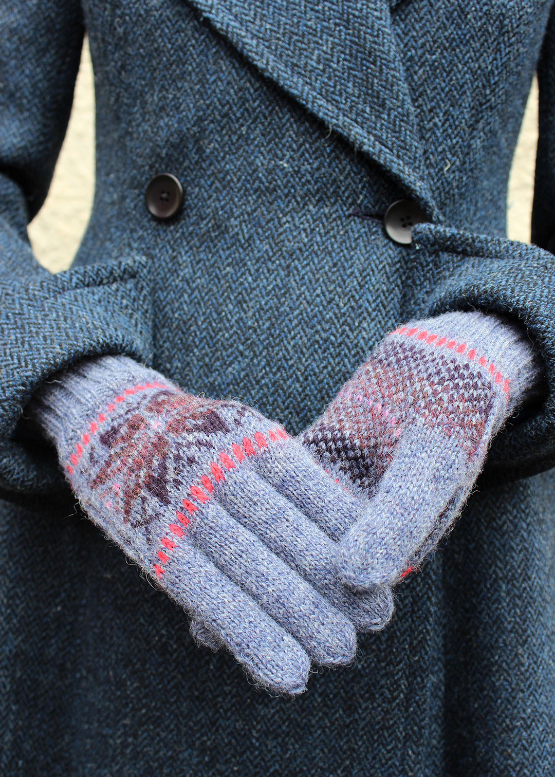 Shetland Fair Isle Gloves Blue