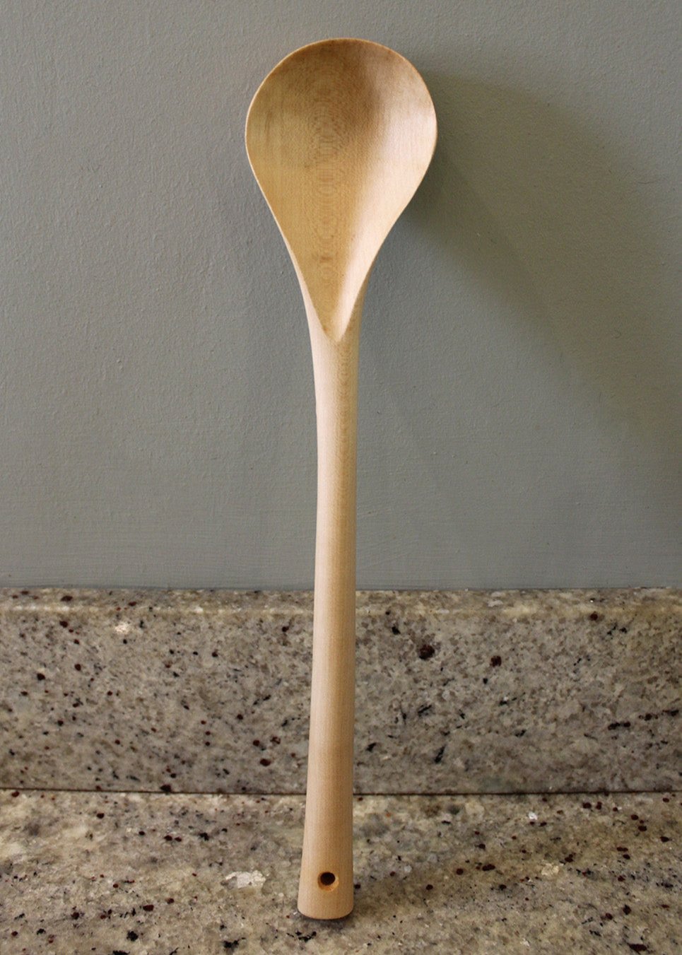 Big stirrer cooking spoon hand carved from Sycamore, in Fife. Scottish Textiles Showcase.