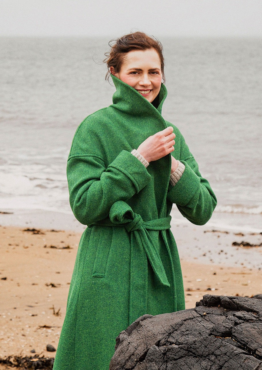 RARE SCOTTISH HANDMADE VINTAGE WOMEN’S HARRIS TWEED WOOL shops COAT GREEN