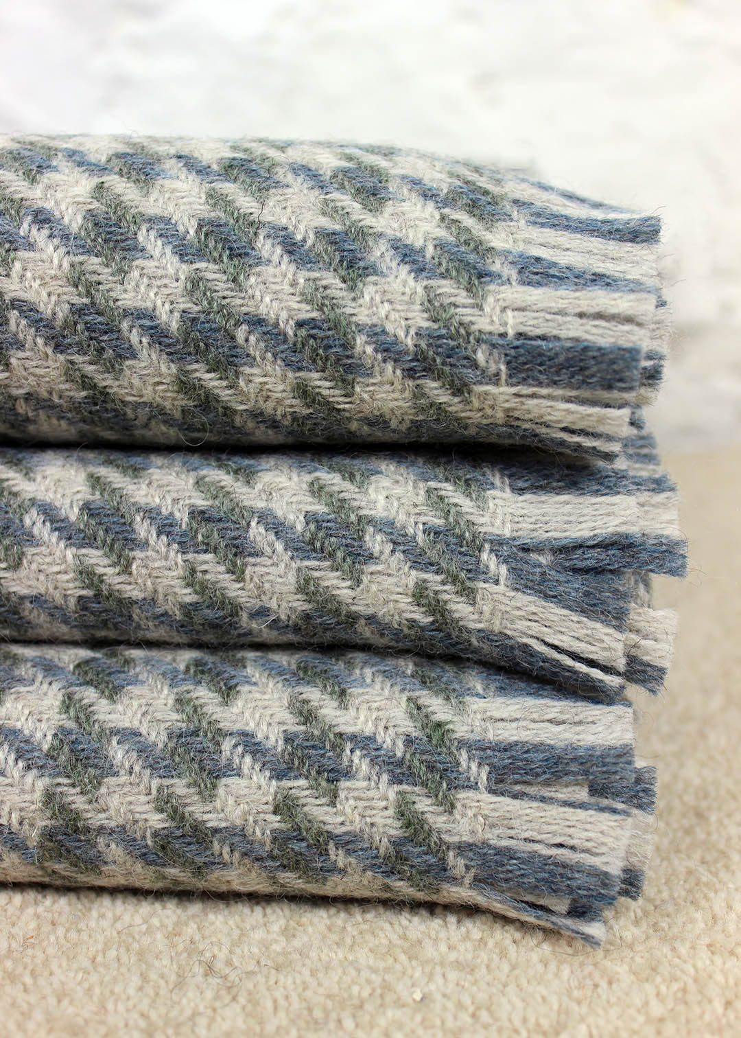 British Wool Blanket Moss Houndstooth