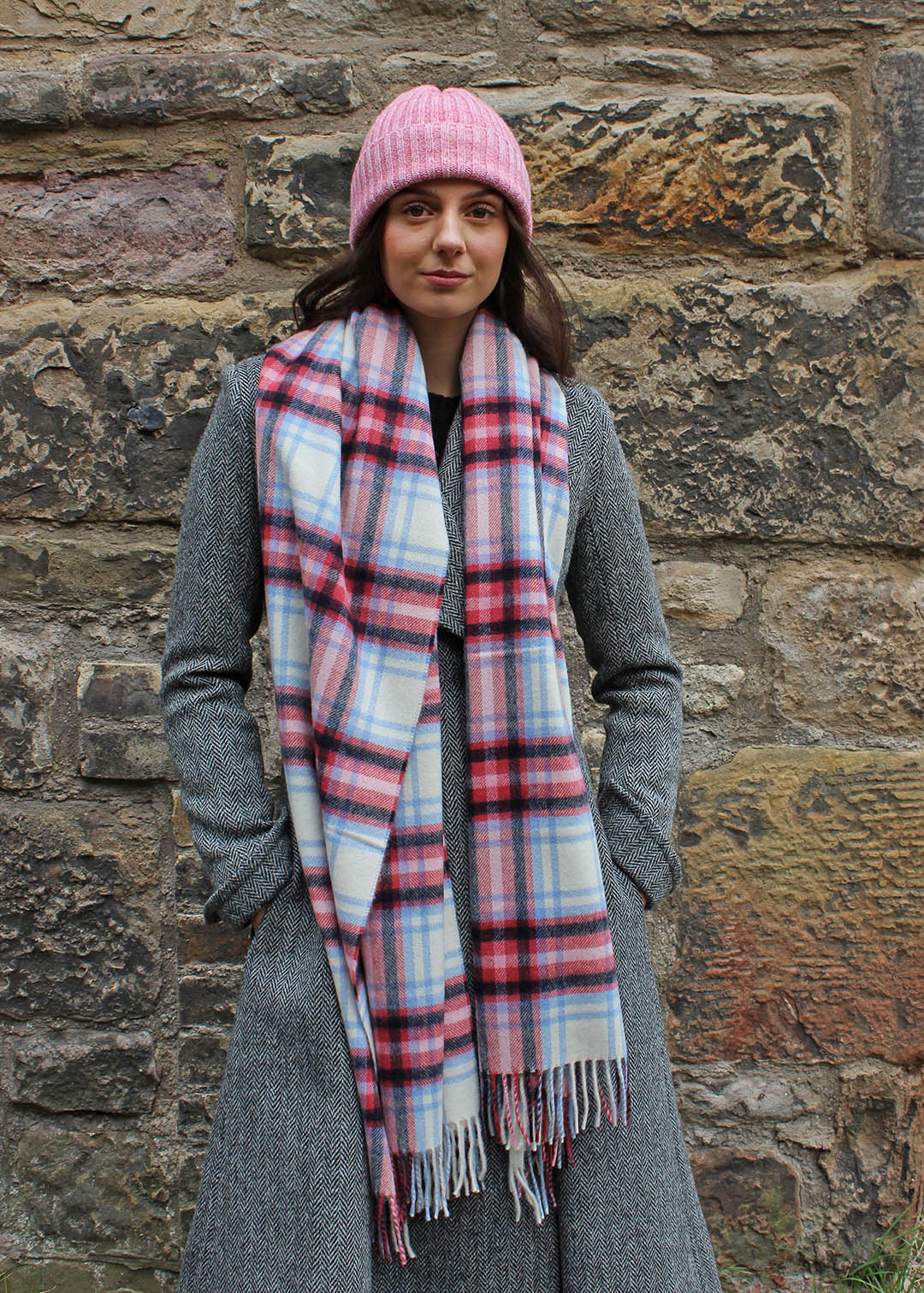 Blossom Check Cashmere Stole