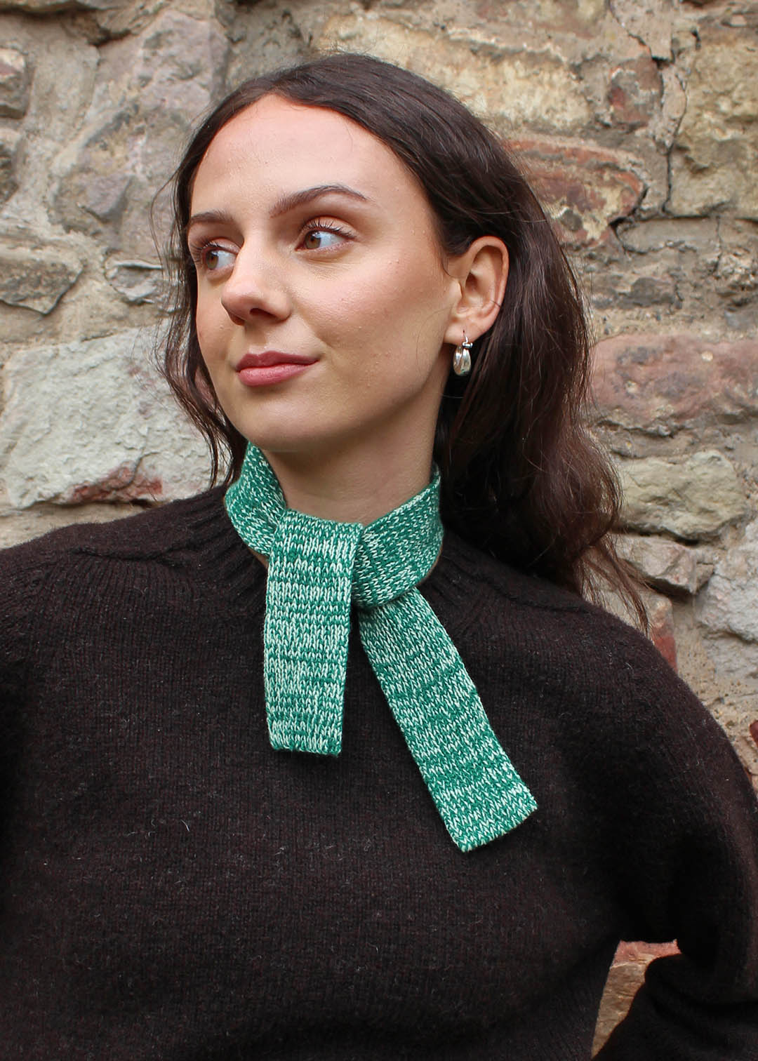 Knitted Tie Scarf Green