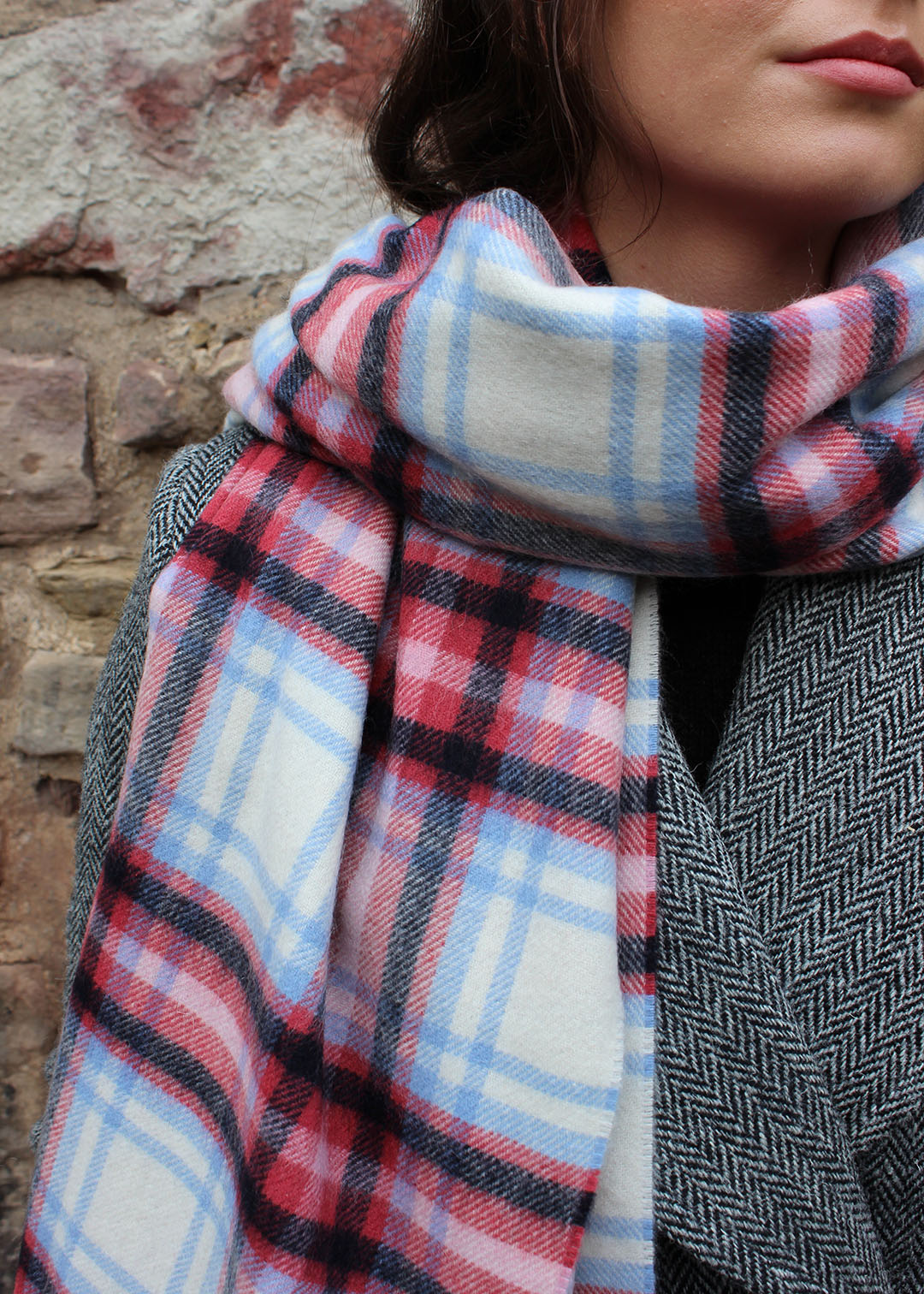 Blossom Check Cashmere Stole