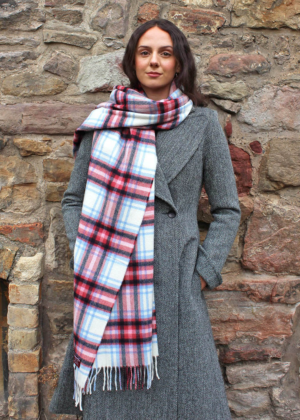 Blossom Check Cashmere Stole
