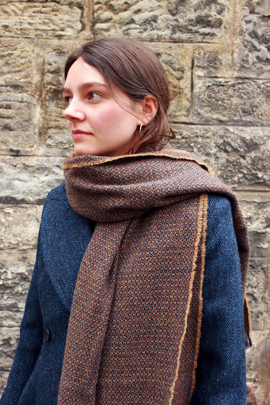 100% cashmere scarf in honeycomb colour. Scottish Textiles showcase