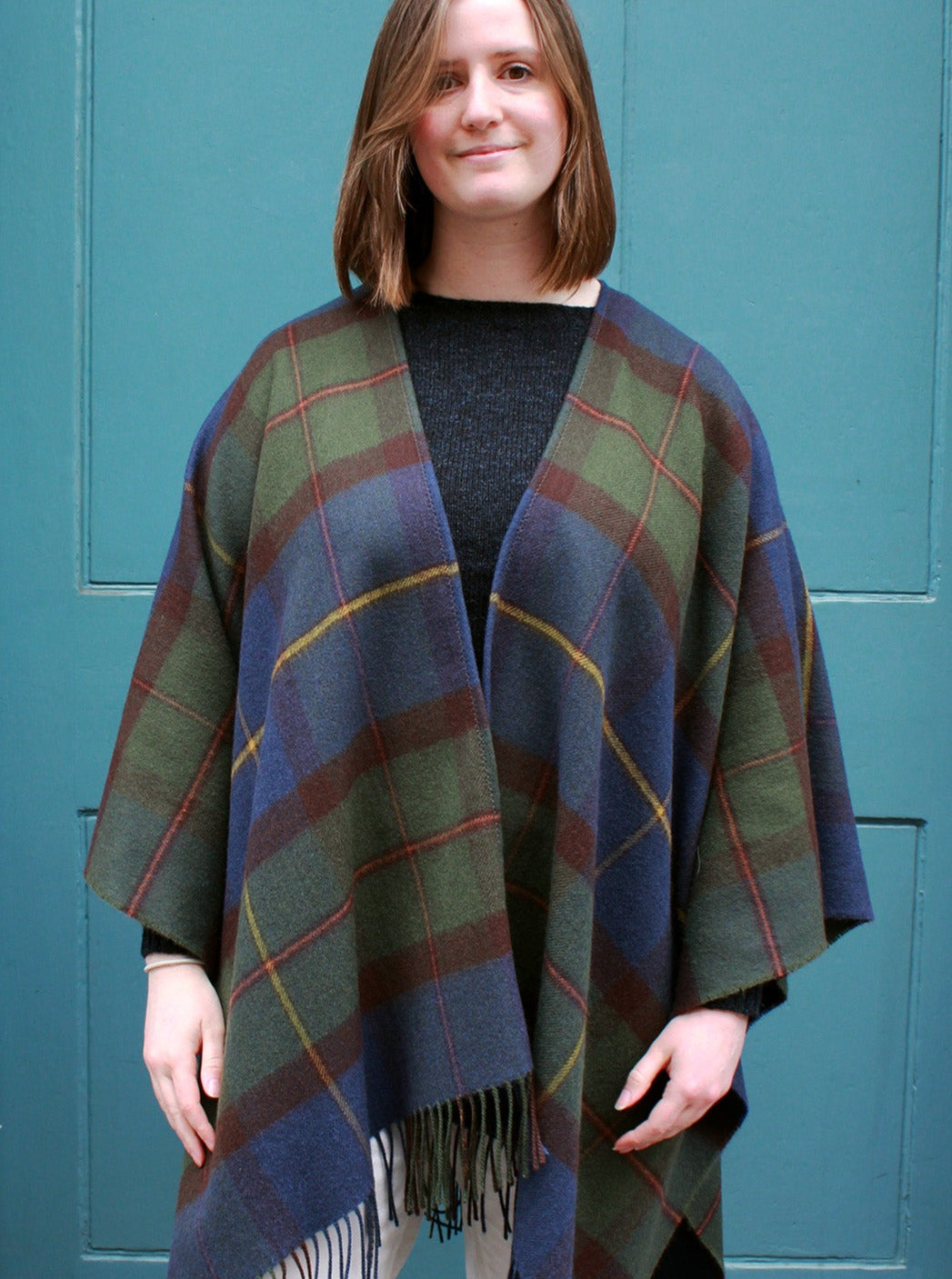 Macleod of Harris tartan serape woven in pure wool in Scottish Borders. Scottish Textiles Showcase.