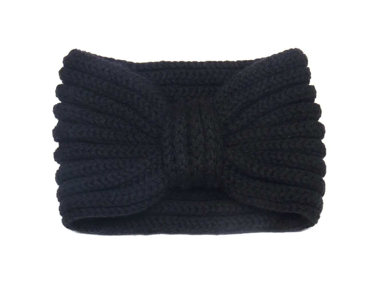 Rosie Sugden black cashmere ear warmer.