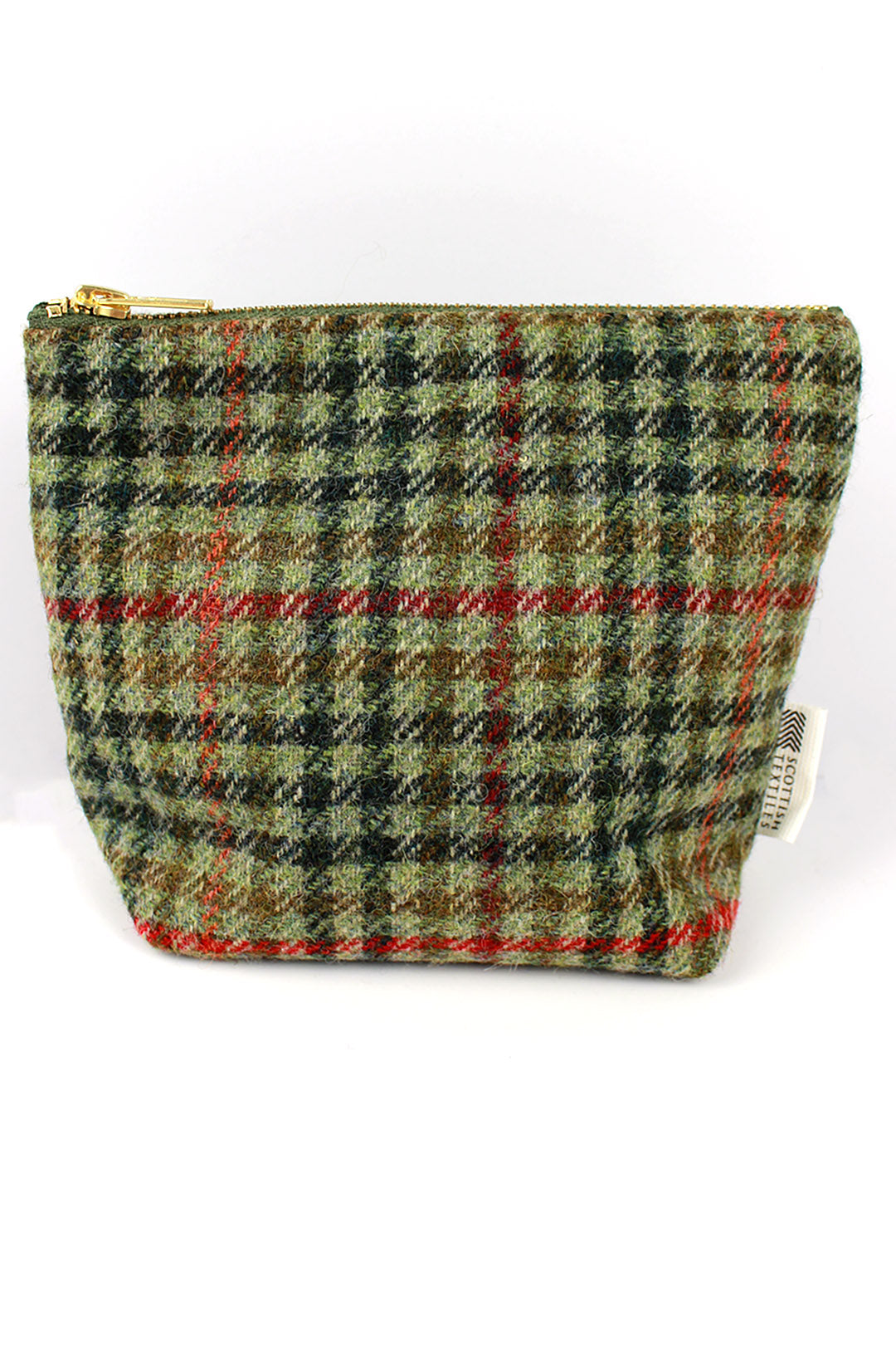 Checked Tweed small make-up bag in Brown and Green Check. Scottish Textiles Showcase.