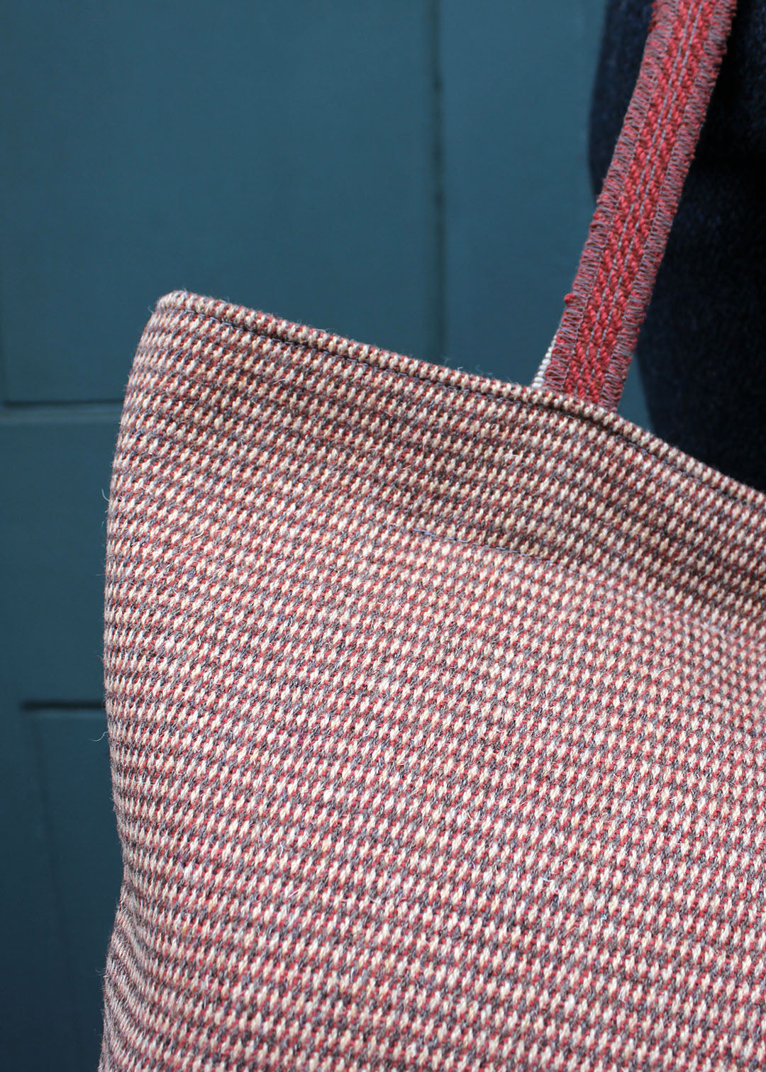Wool travel bag detail. Scottish Textiles Showcase.
