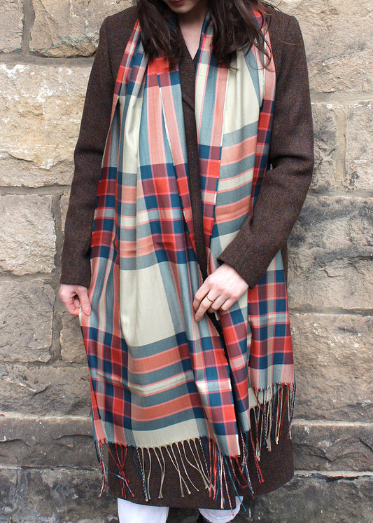 The traditional Stewart tartan has been given a makeover in this luxurious silk scarf by ANTA.&nbsp;