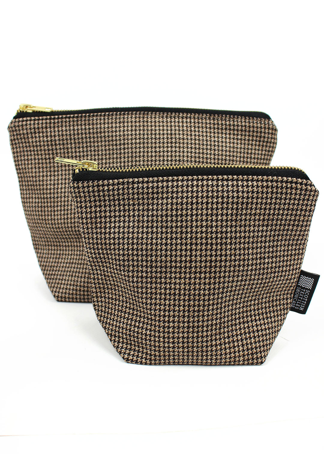Houndstooth Tweed Zip Bag Large