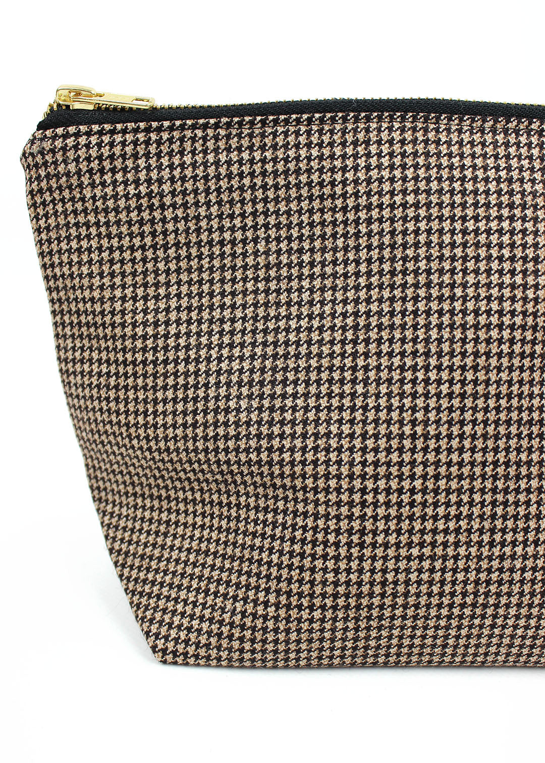 Houndstooth Tweed Zip Bag Large