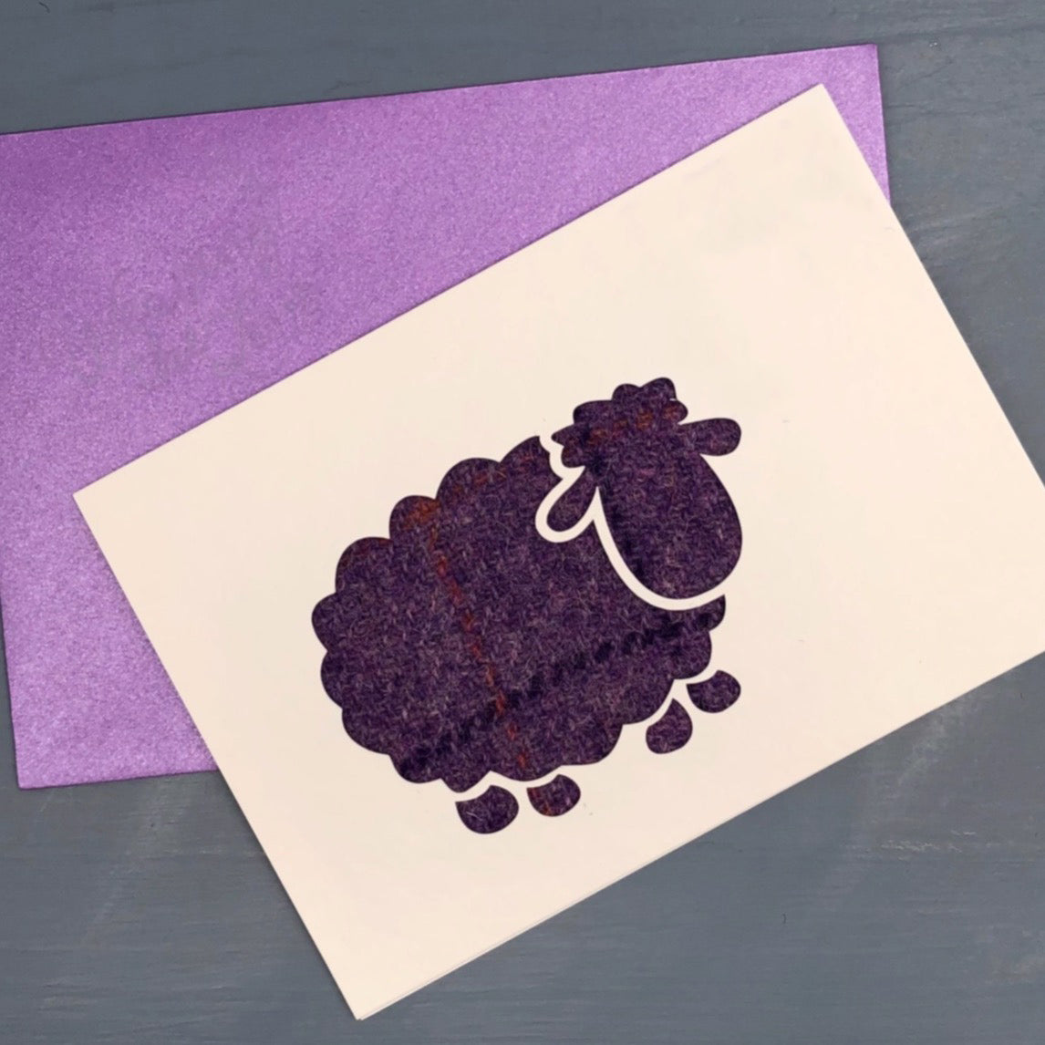 Scottish Sheep Harris Tweed Greetings Card