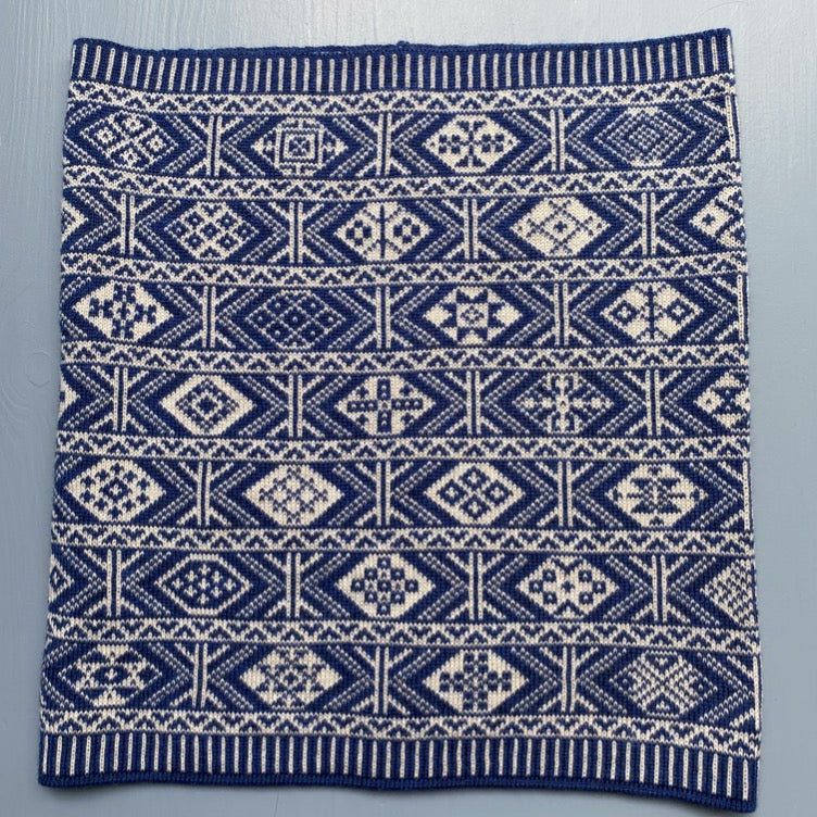 Shetland Fair Isle Blue and White Cowl