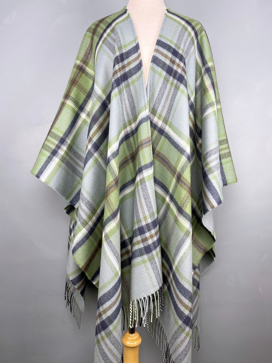 Araminta Campbell heritage tartan wool serape in Beech Dappled Skies at Scottish Textiles Showcase