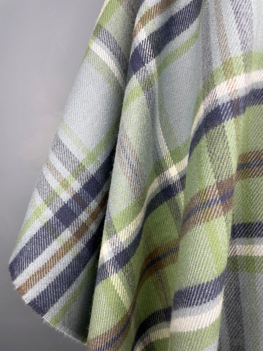 Araminta Campbell heritage tartan wool serape in Beech Dappled Skies, detail