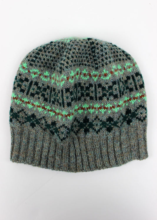 Shetland Fair Isle Hat Green