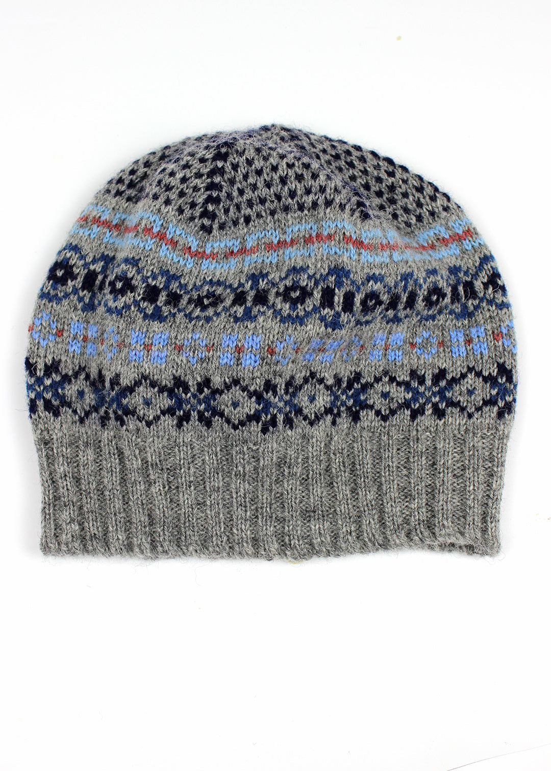 Shetland Fair Isle Hat Grey