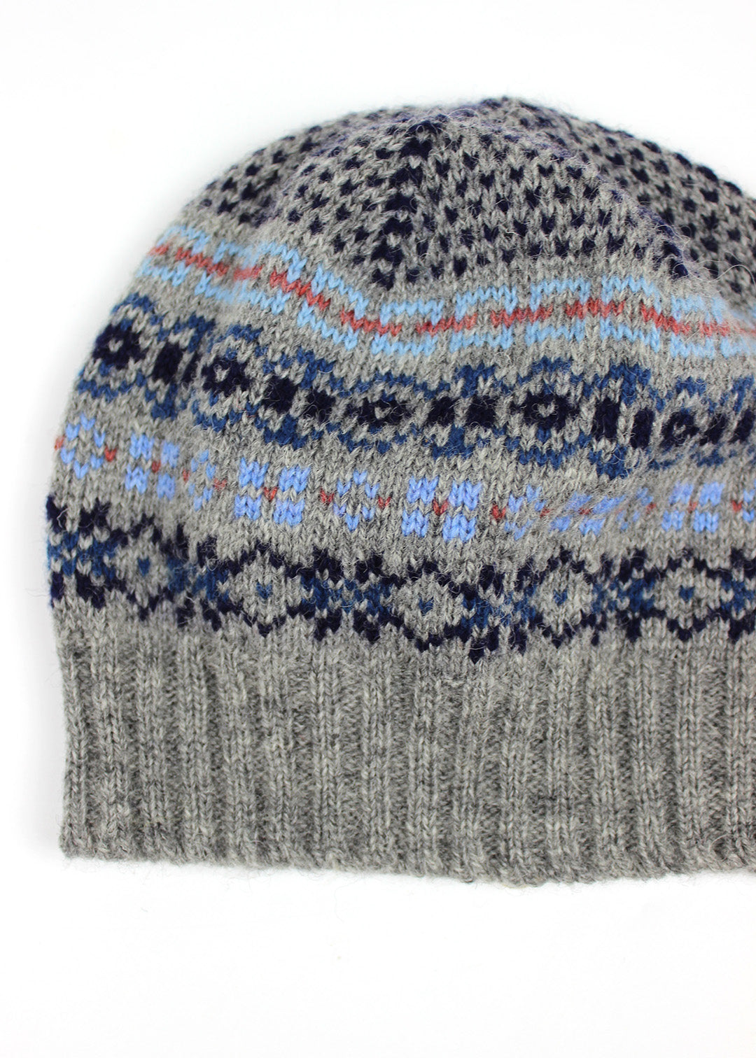 Shetland Fair Isle Hat Grey
