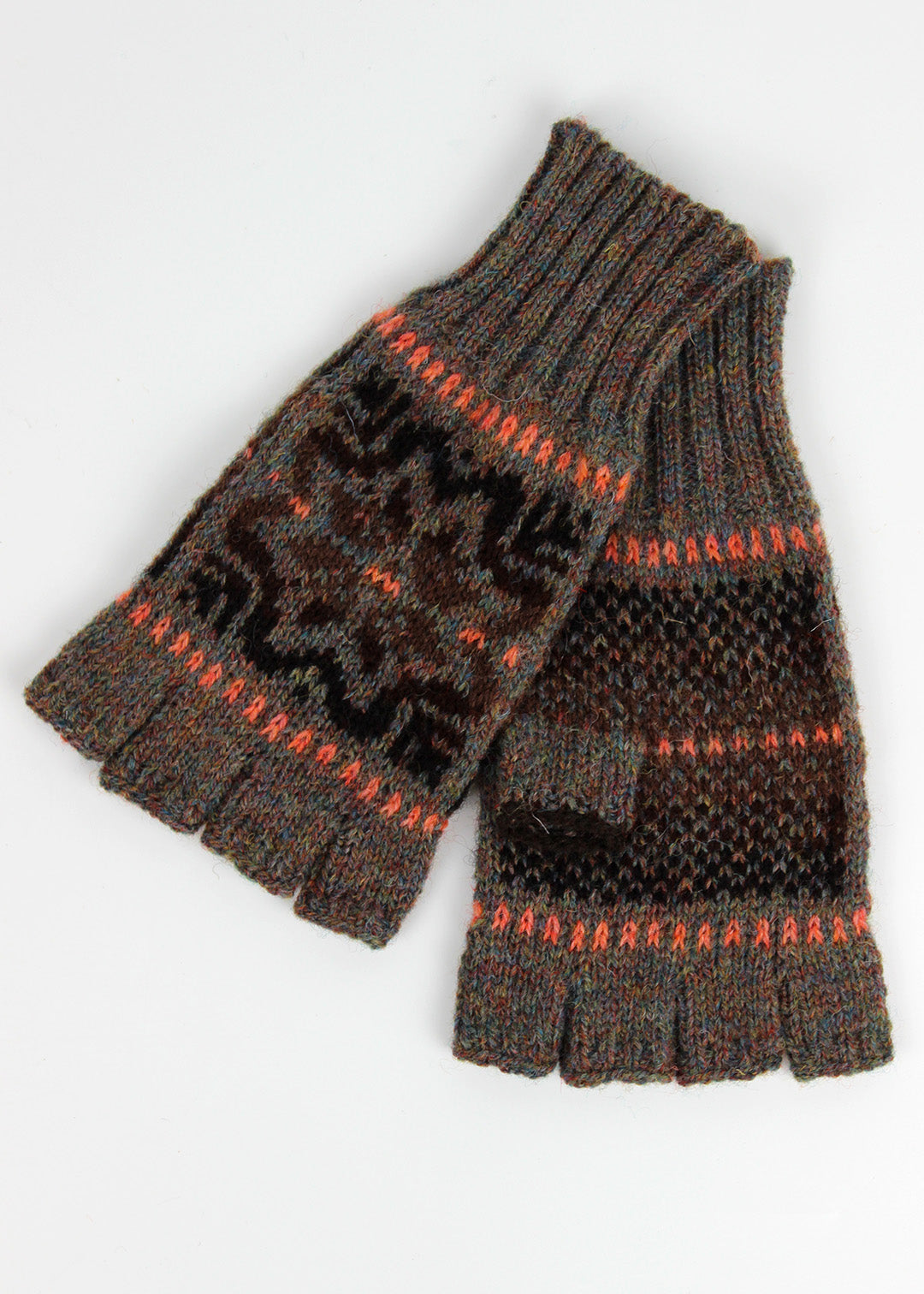 Shetland Fair Isle Fingerless Gloves Purple
