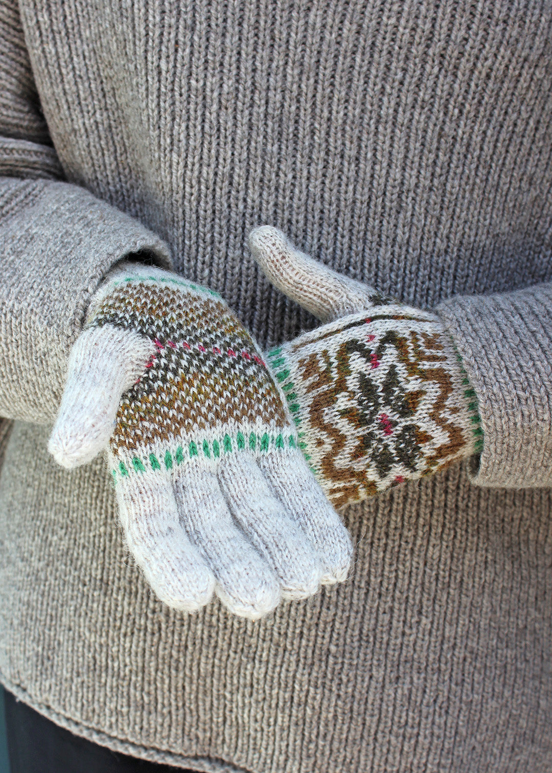 Shetland Fair Isle Gloves Grey