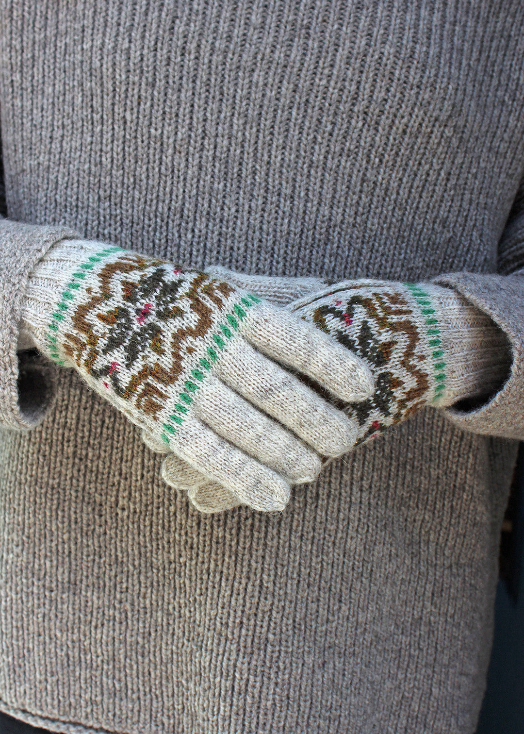 Shetland Fair Isle Gloves Grey