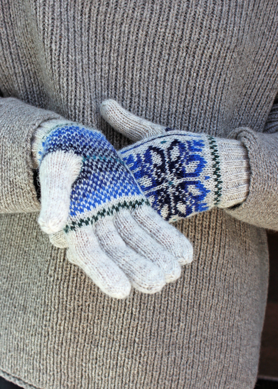 Shetland Fair Isle Gloves Grey