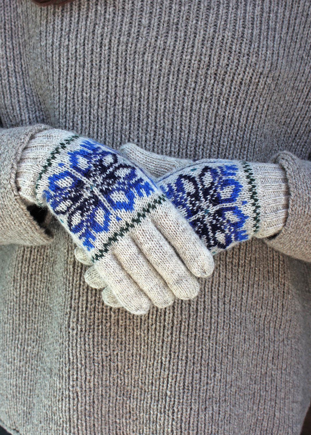 Shetland Fair Isle Gloves Grey