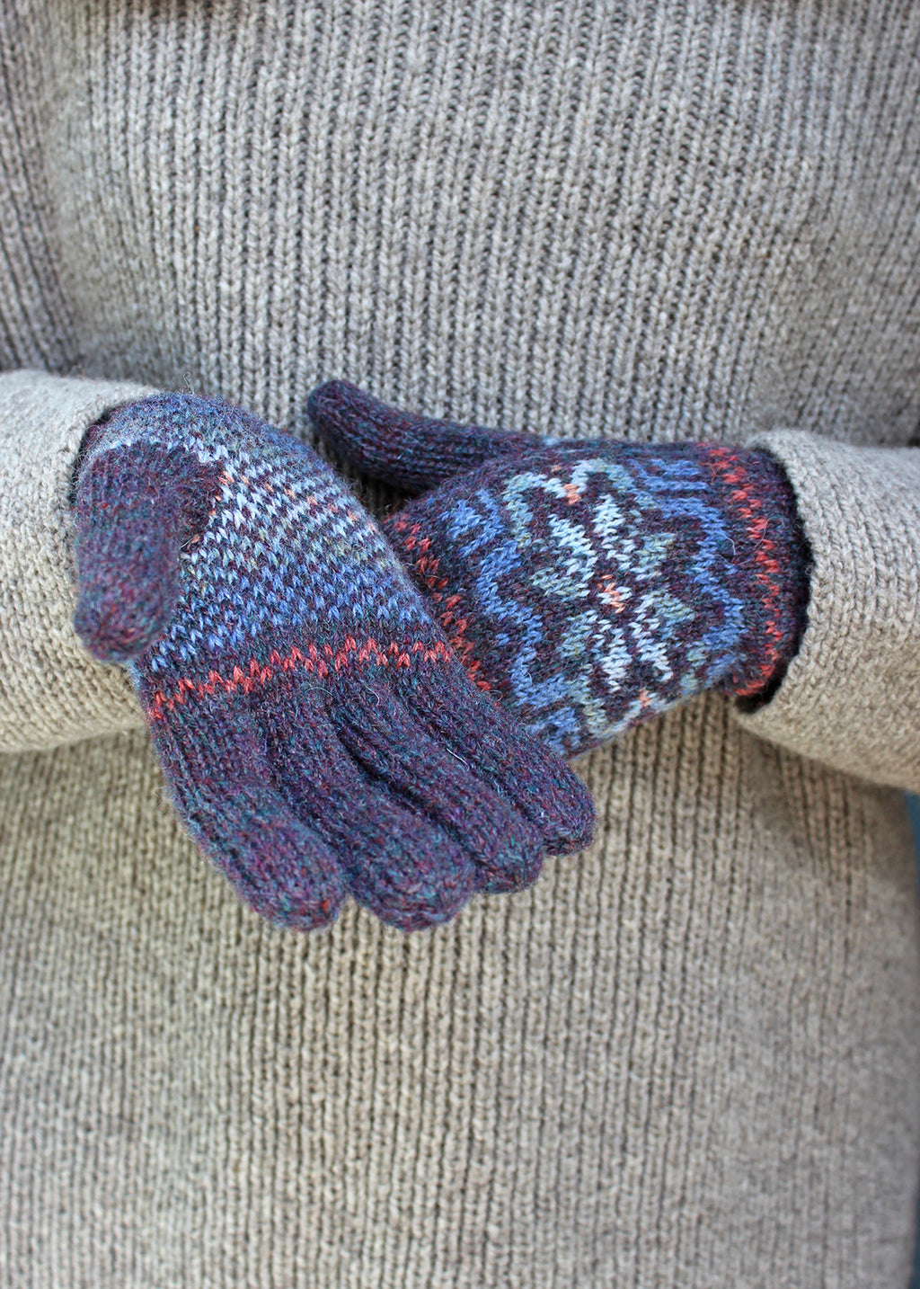 Shetland Fair Isle Gloves Purple