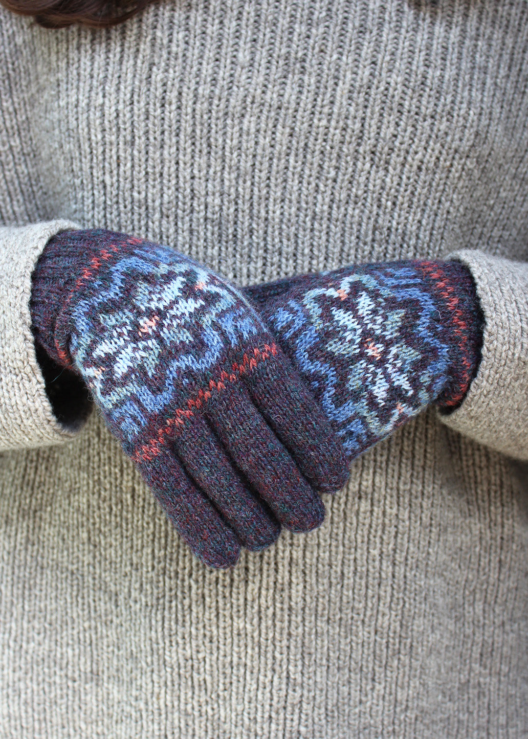 Shetland Fair Isle Gloves Purple