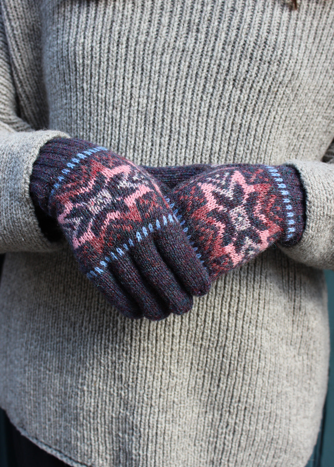 Shetland Fair Isle Gloves Purple