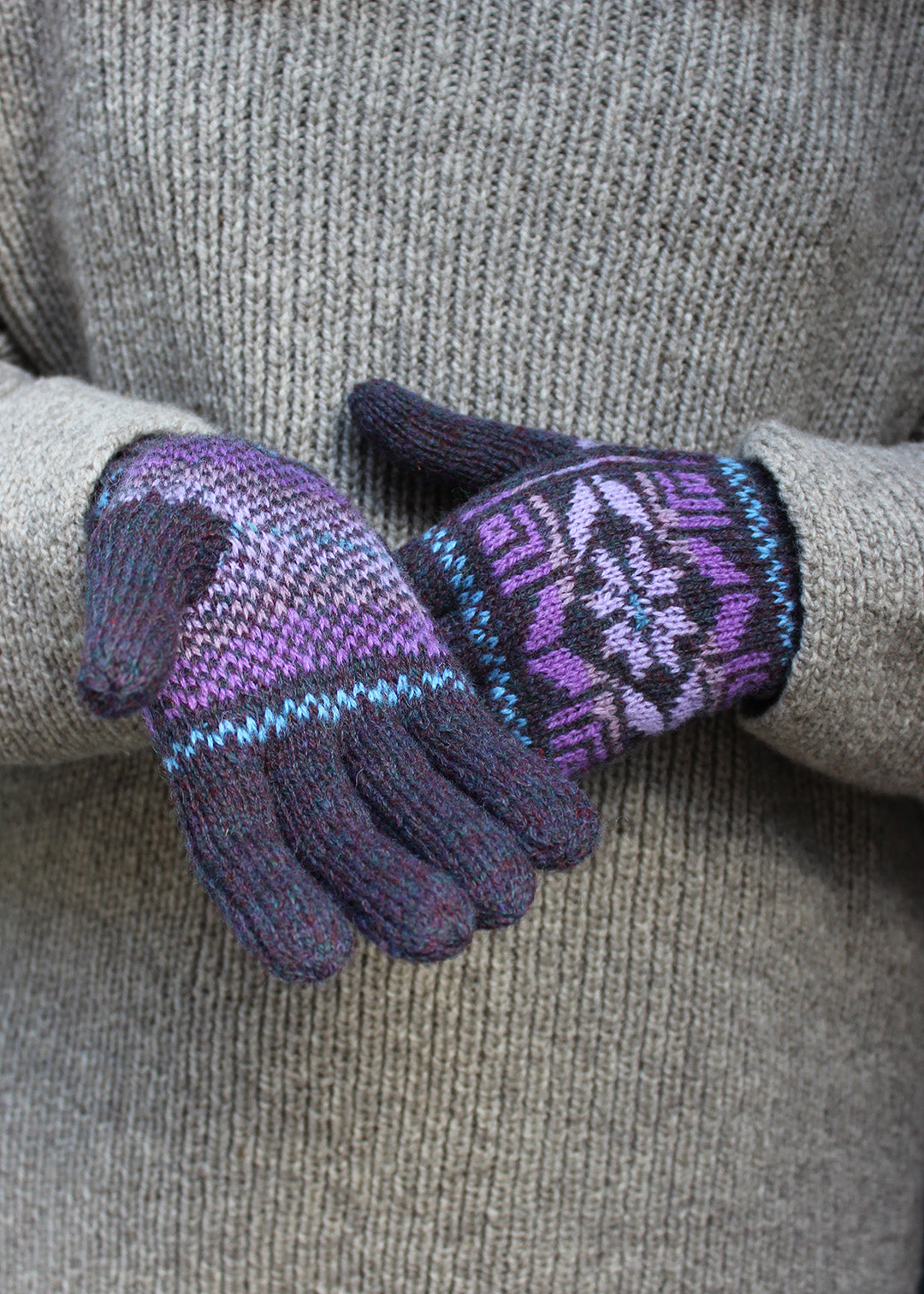 Shetland Fair Isle Gloves Purple