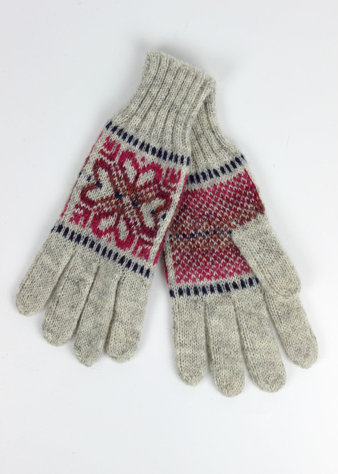 Shetland Fair Isle Gloves Pink