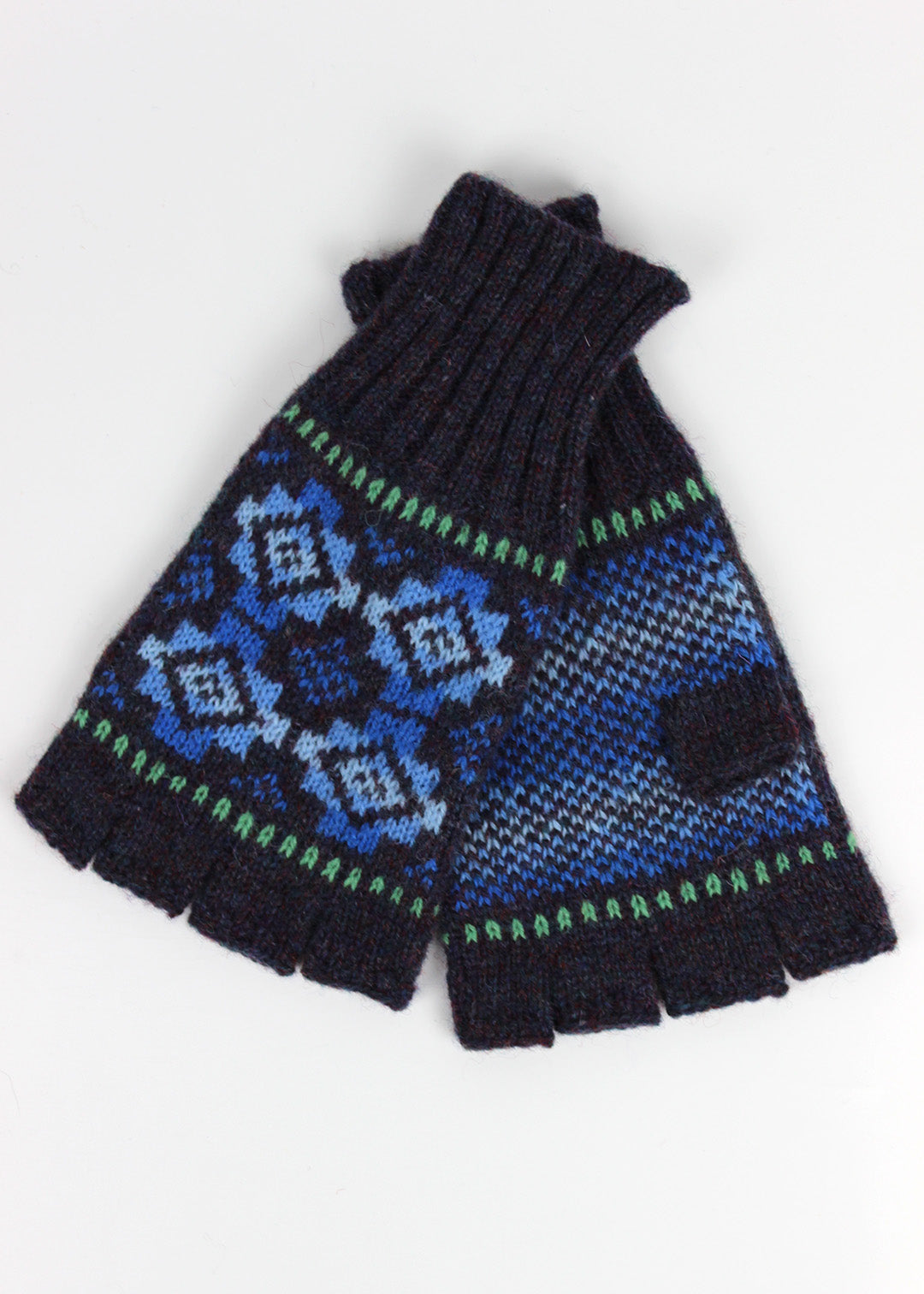 Shetland Fair Isle Men's Fingerless Gloves Purple