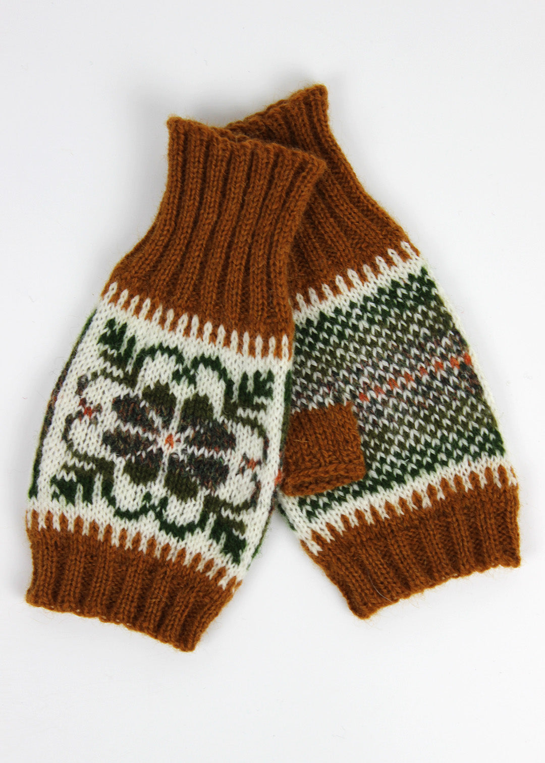 Shetland Fair Isle Fingerless Mitts Ginger