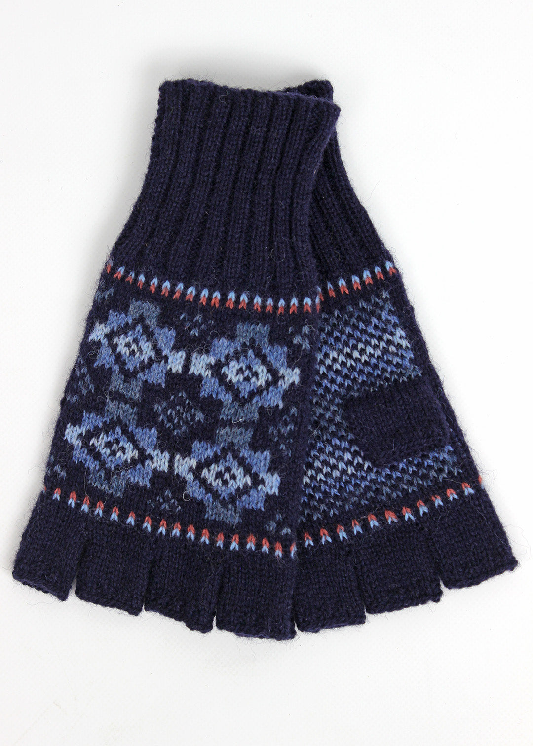 Shetland Fair Isle Men's Fingerless Gloves Purple