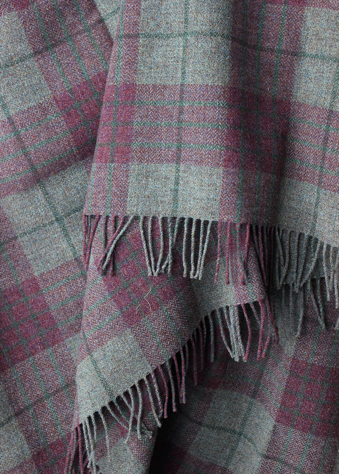 Scottish lambswool throw woven in grey and purple Duncan Chisolm.