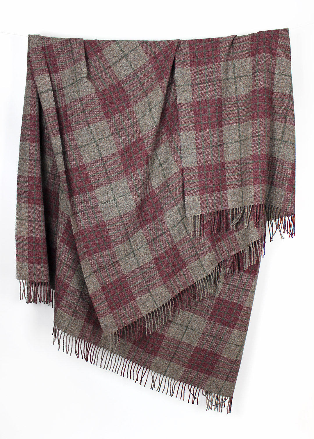 Scottish lambswool throw woven in grey and purple Duncan Chisolm.
