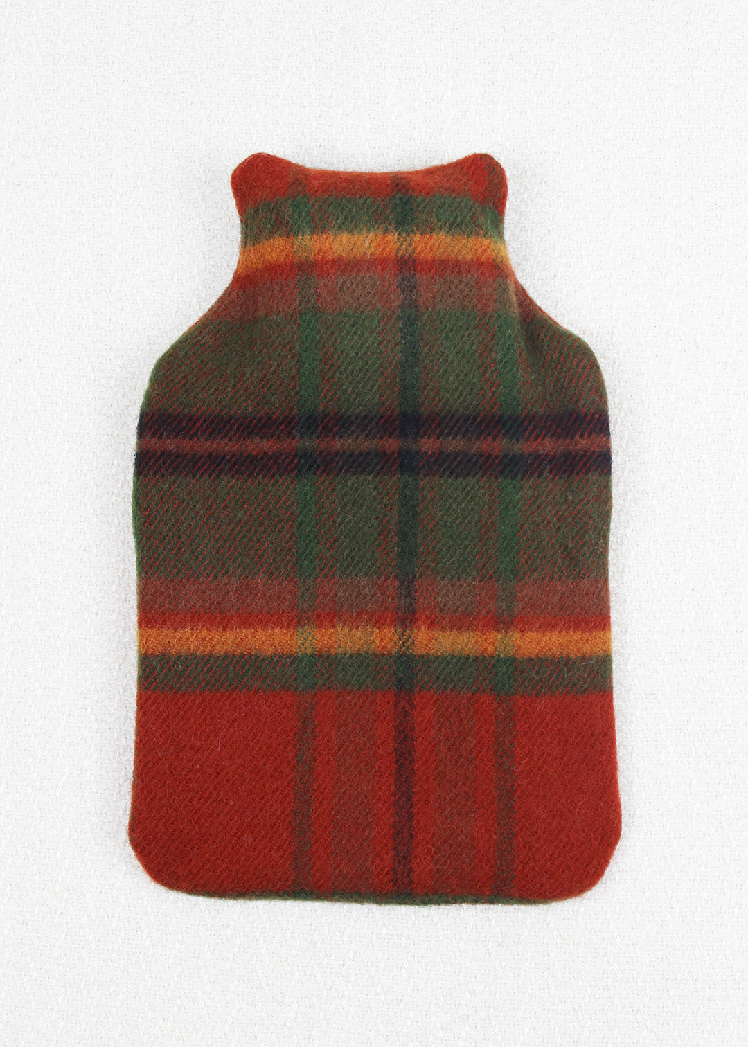 Limited edition Autumn Woodland Walk tartan hot water bottle made from 100% wool.