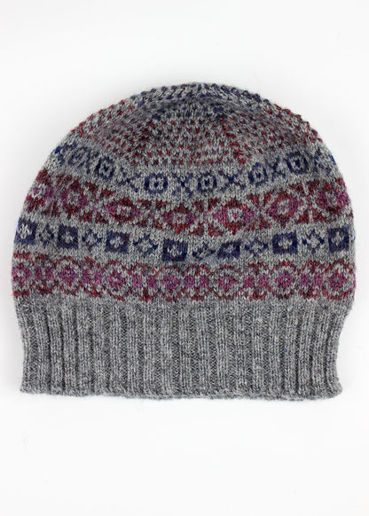 Shetland Fair Isle Hat Grey