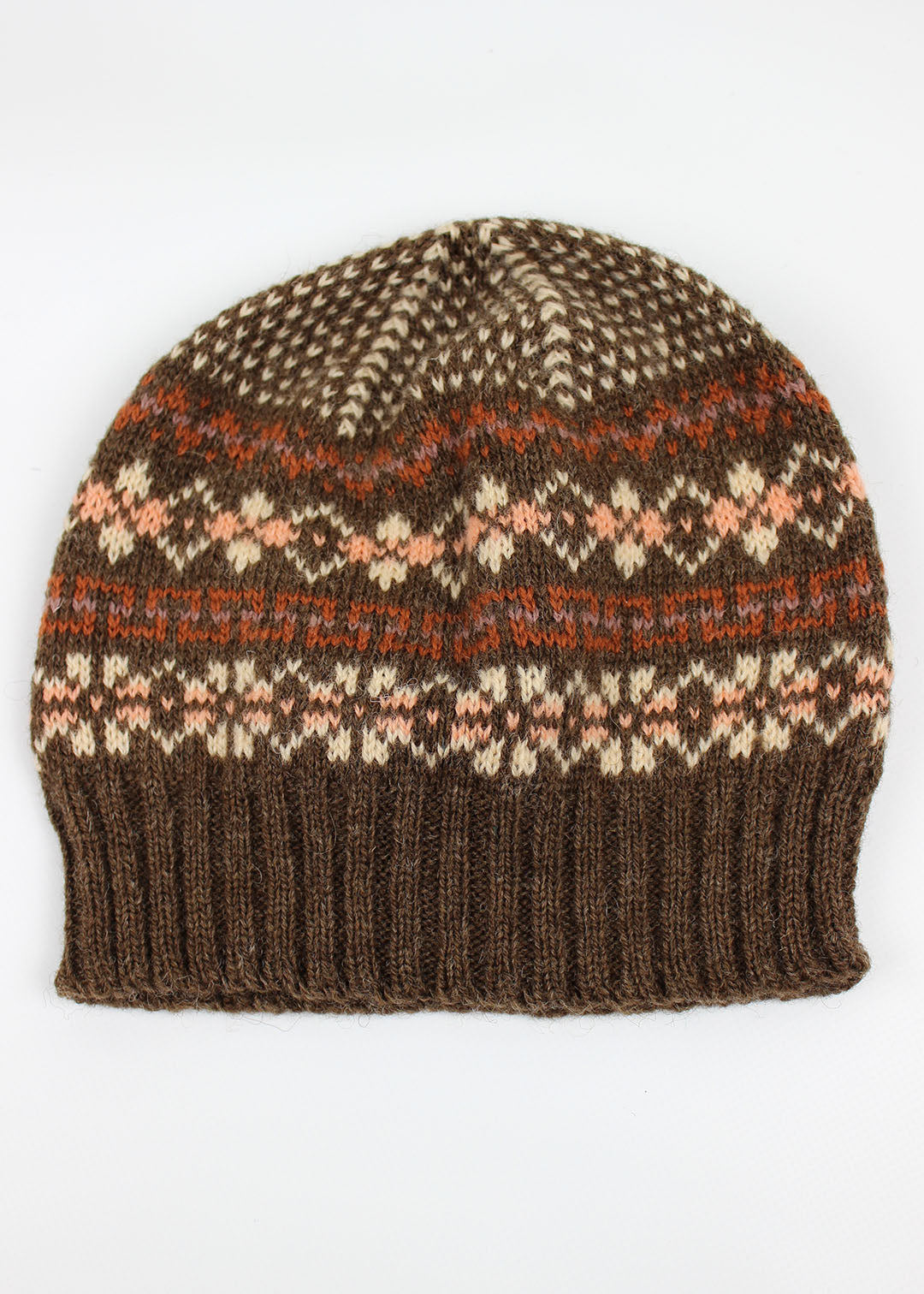 Shetland Fair Isle Hat Brown