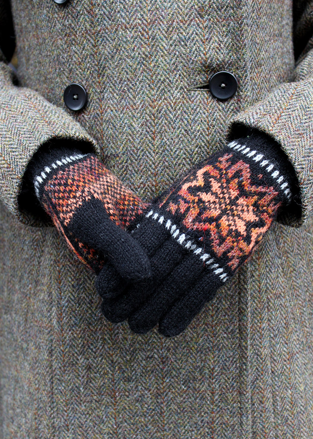 Shetland Fair Isle Gloves Black