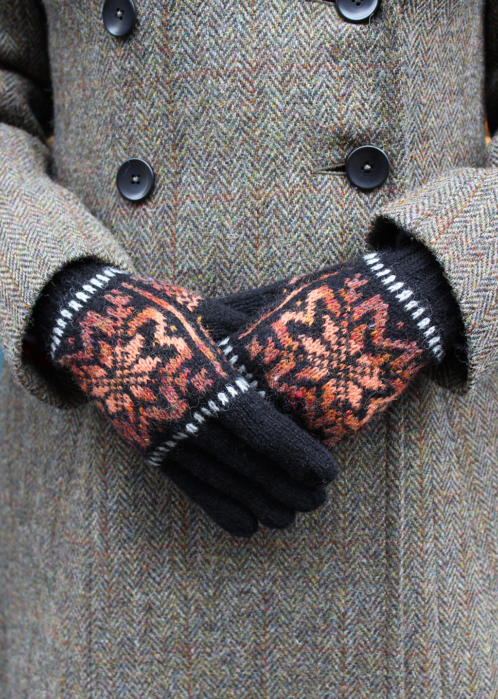 Shetland Fair Isle Gloves Black