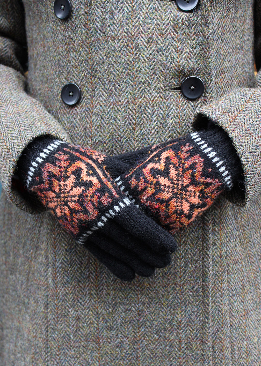 Shetland Fair Isle Gloves Black