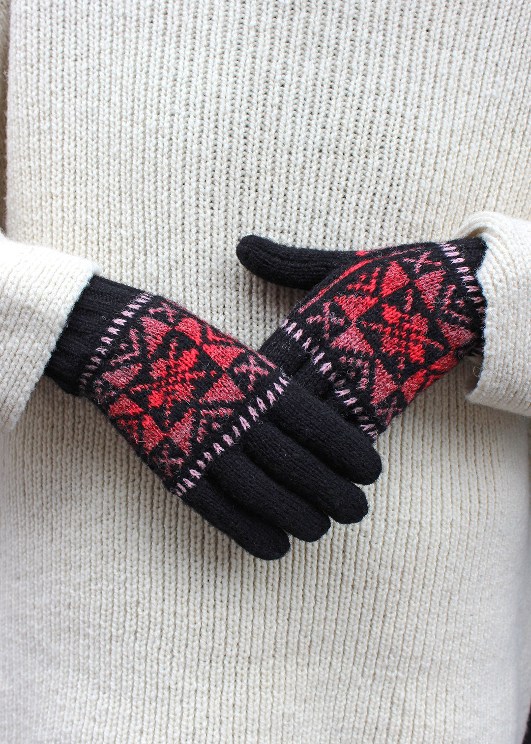 Shetland Fair Isle Gloves Black