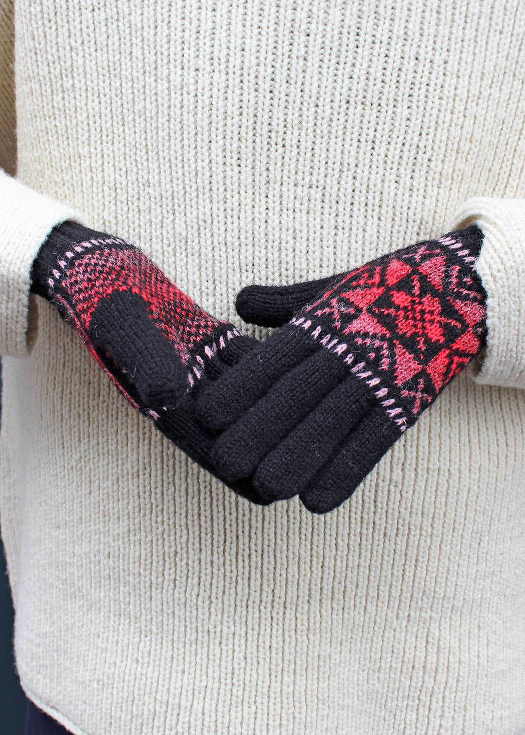 Shetland Fair Isle Gloves Black